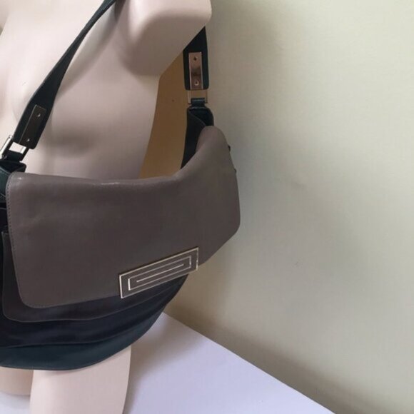 Anya Hindmarch Y2K Color Block Hobo Leather Pockets Shoulder Bag Green Black Tan - Picture 14 of 16